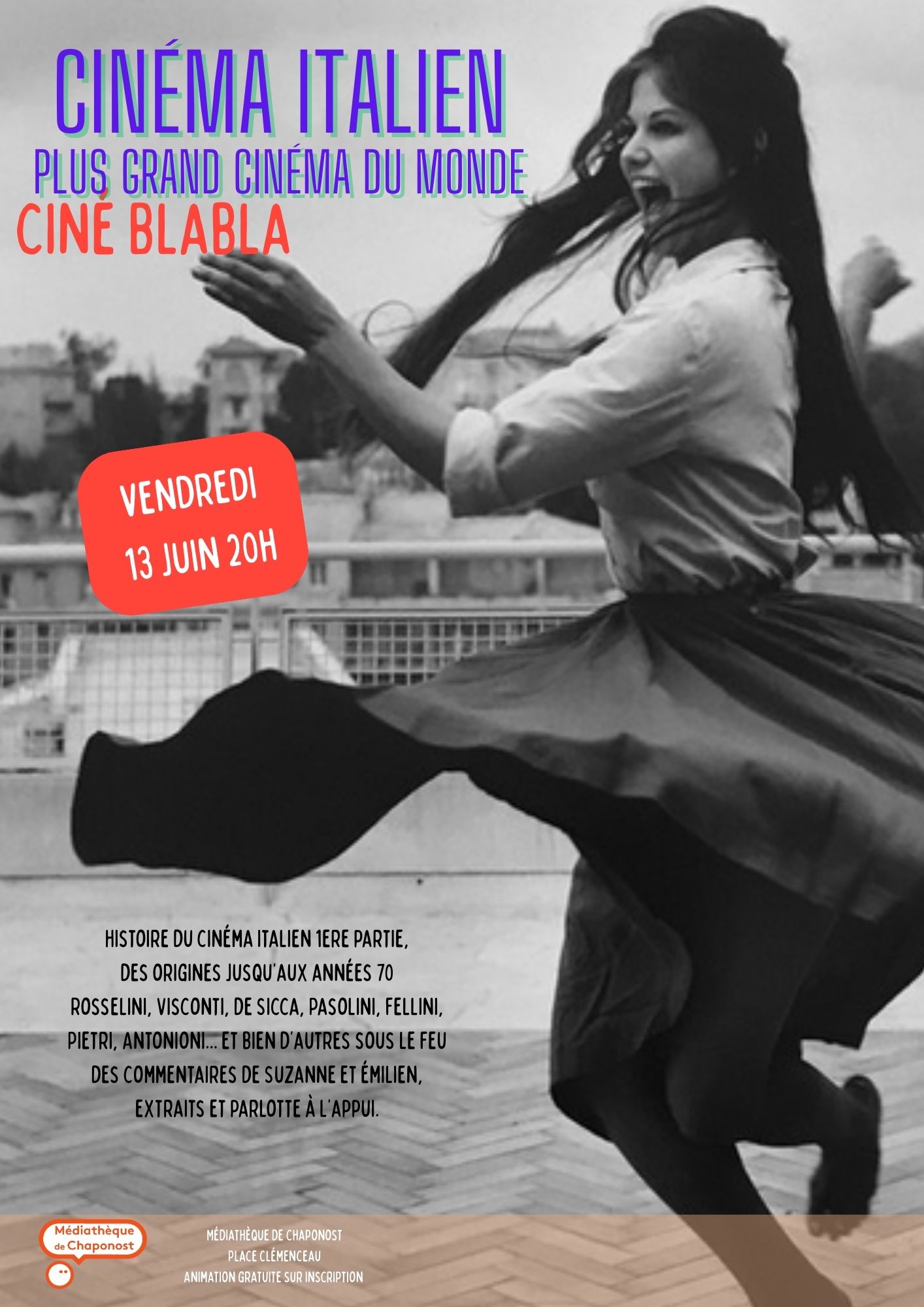 Affiche de la rencontre autour du cinéma italien